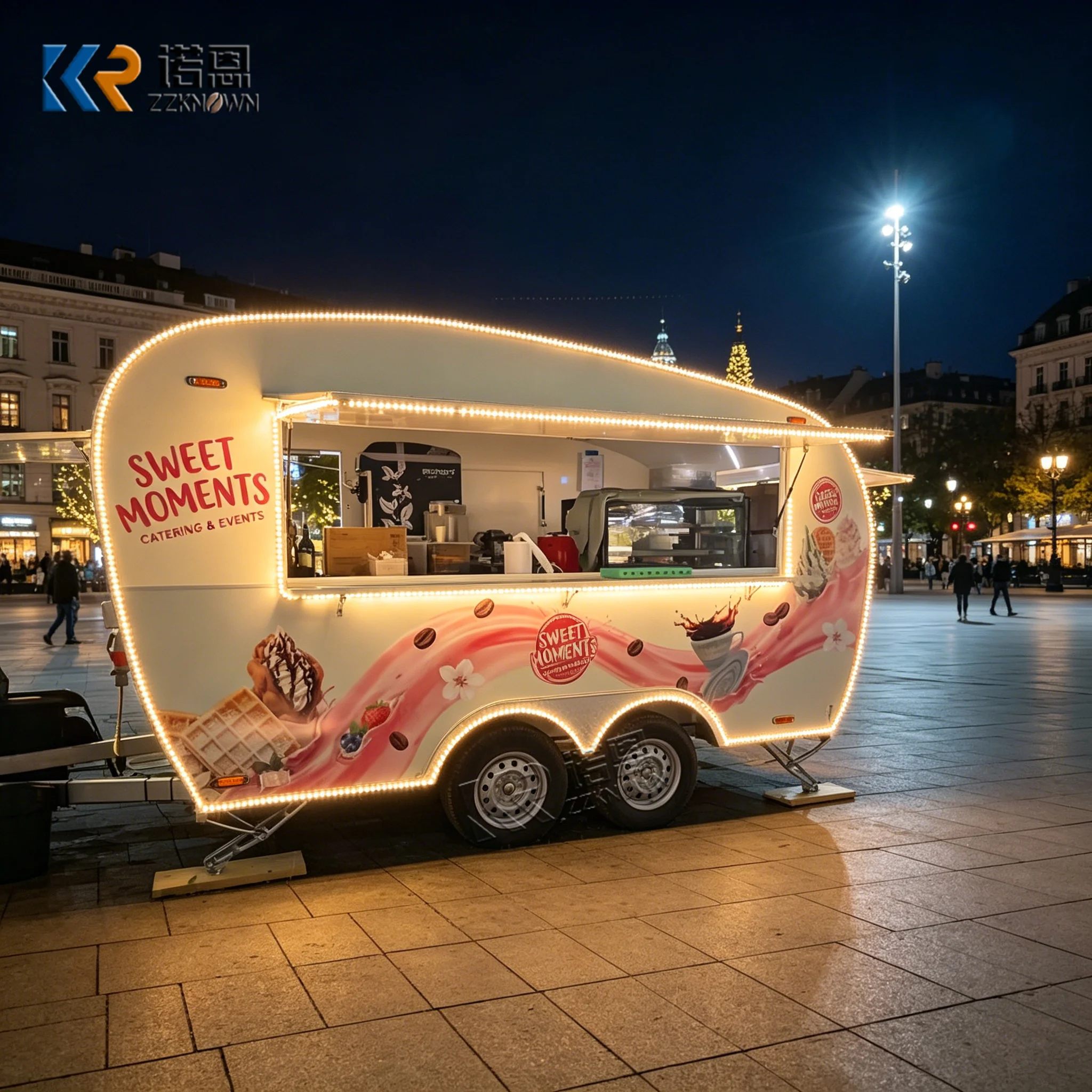 

Custom Food Truck Hot Dog Beverage Trailer USA Customized Food Concession Trailer With Full Restaurant Kitchen Equipments