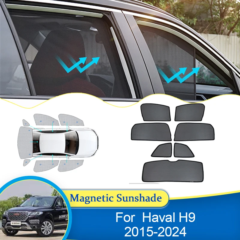 For Haval H9 2015 2016 2017 2018 2019 2020 2021 2022 2023 2024 UV Protection Curtain Magnetic Sun Shade Privacy Visor Accessory