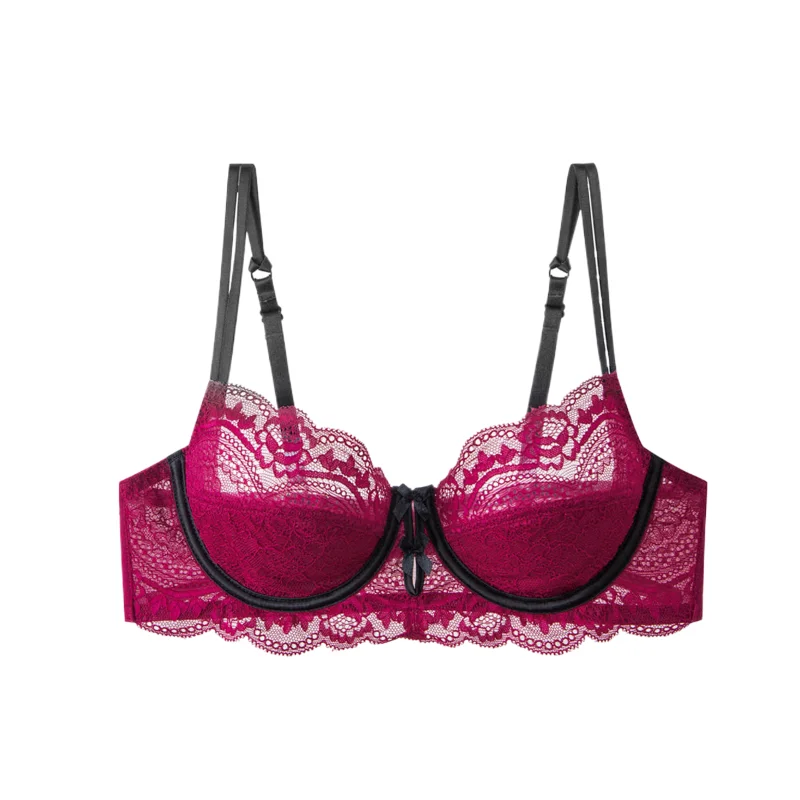 Delicate Lace Thin Minimizer Bra Set, Anti Show Anti Sagging, Plus Size DE Cup Large Bust, Soft Breathable Daily Lingerie