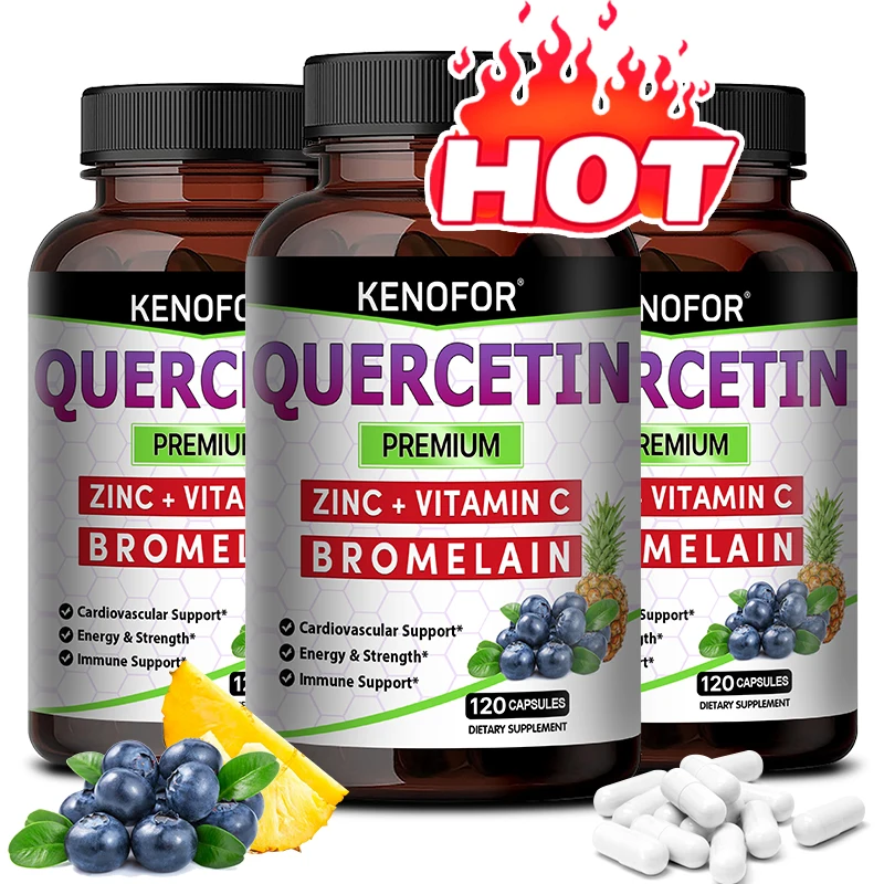 Quercetin with Bromelain, 700 Mg Supplement - Pure Organic Whole Food Seasonal Support, Healthy Inflammation, Antioxidants