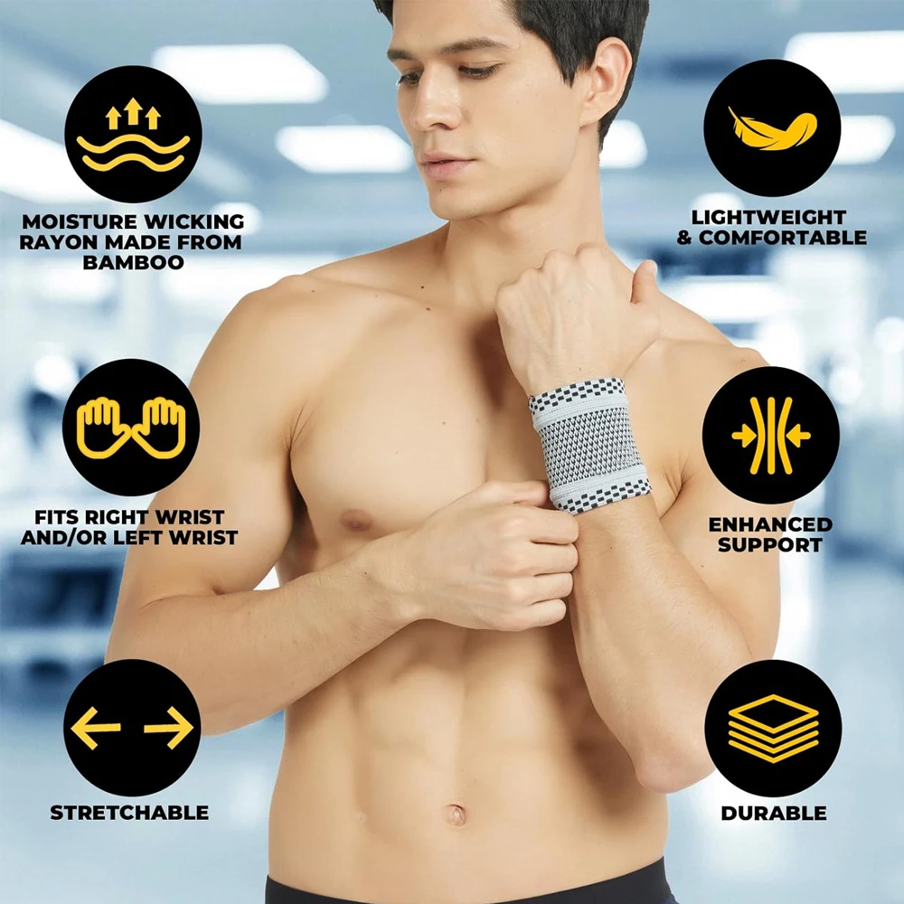 2PCS Wrist Compression Sleeves,Compression Wrist Support for Improved Circulation,Recovery,Elastic Wrists Bands for Men & Women