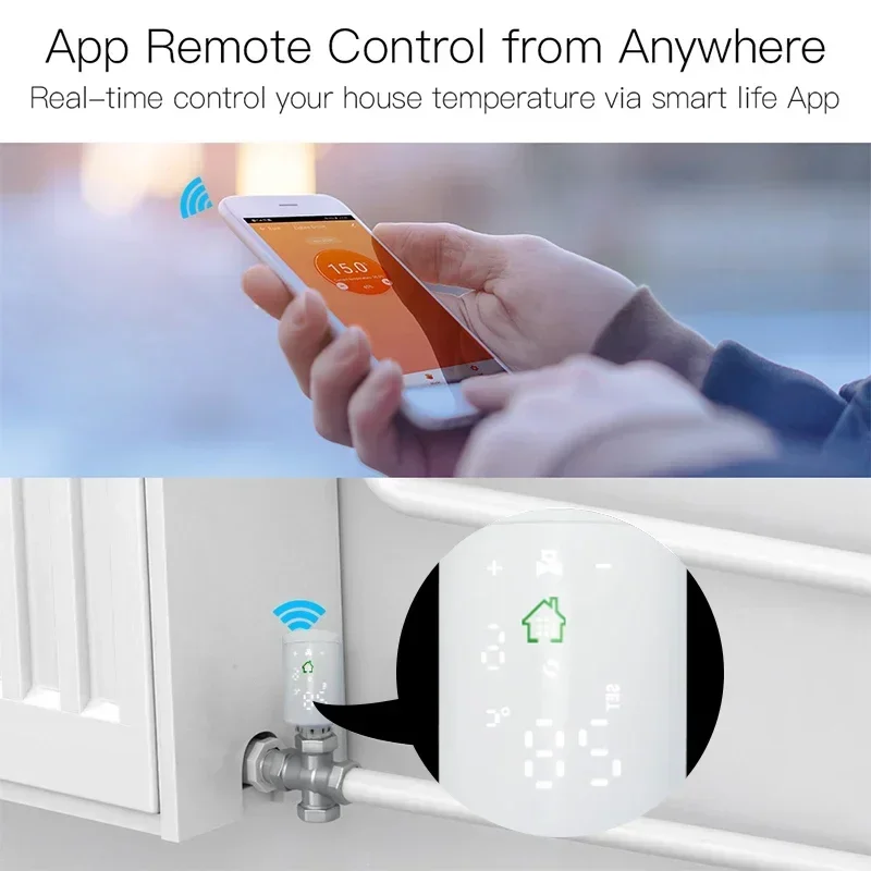 ZigBee Wifi Pintar TRV Radiator Aktuator Katup Radiator Termostatik Tuya Pengendali Suhu Suara Remote Control Google Home