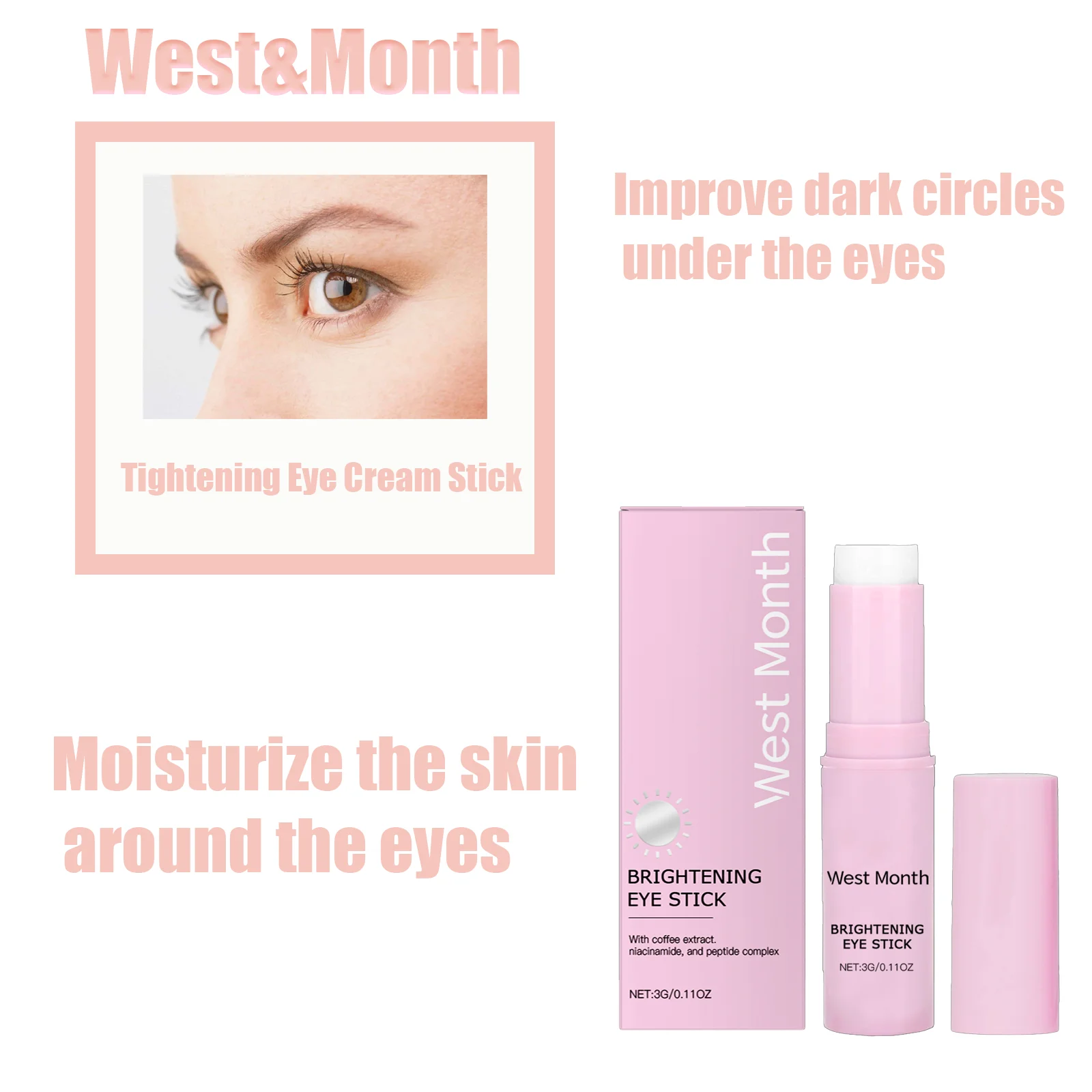 

WEST MONTH 3g Brightening Eye Stick - Relieves Puffiness under Eyes Restores Eye Vitality