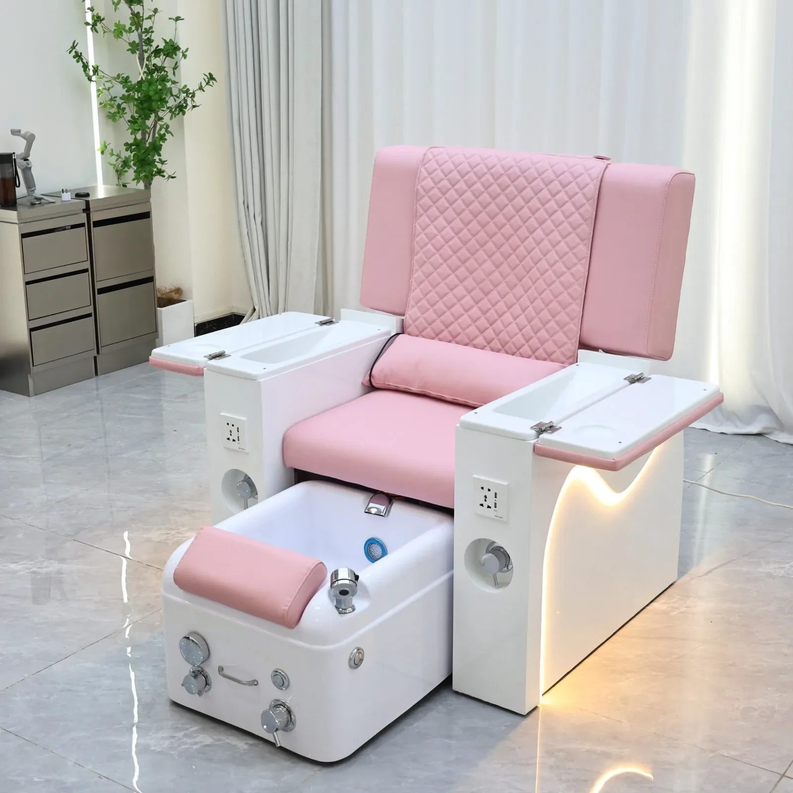 Multi-function SPA Pedicure Chair, Electric Massage Foot Spa Sofa with Foot Tub, Nail Salon Manicure Furniture, Custom Made