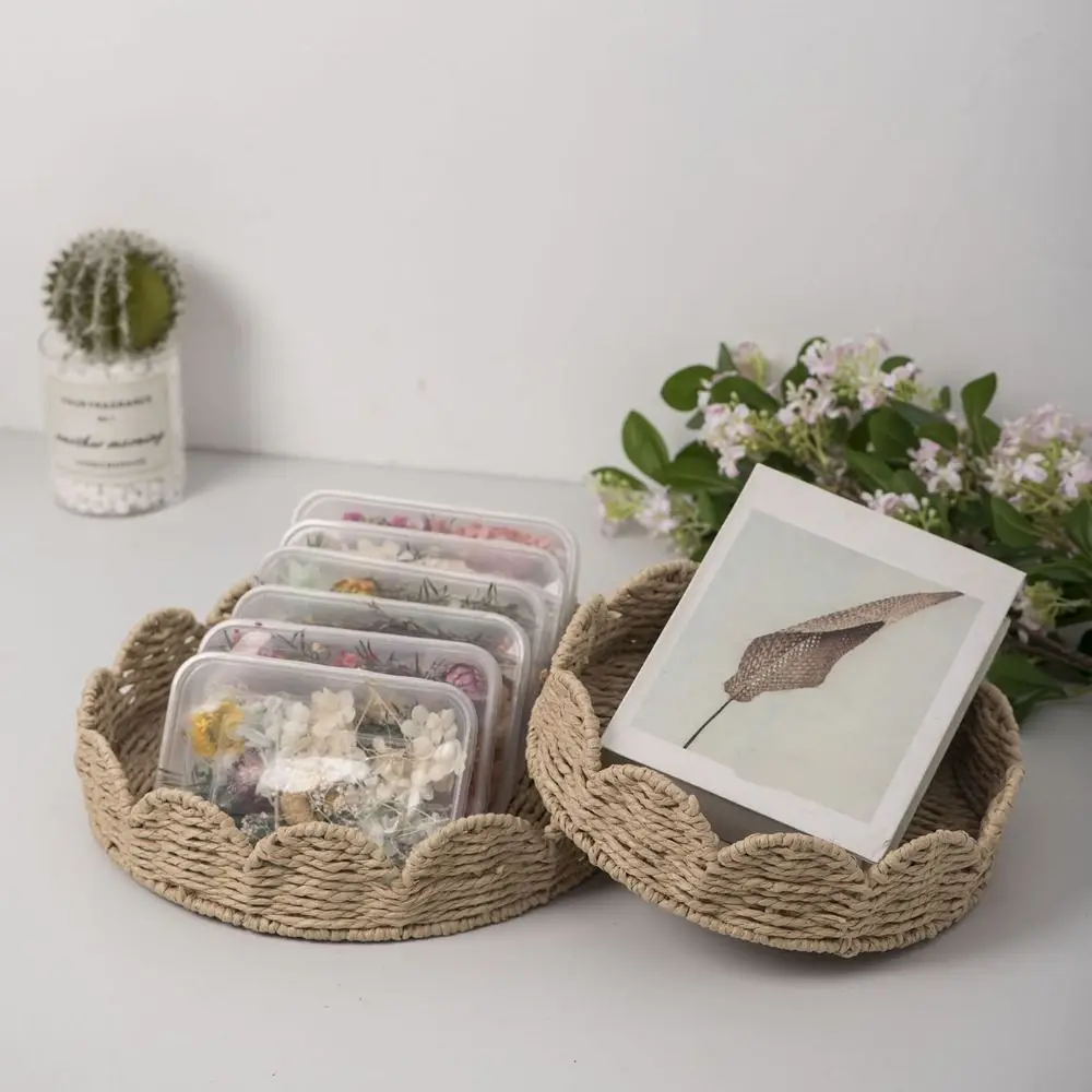 

Japanese Style Fan-shaped Storage Basket Decorative Handmade Hand Woven Basket Eco-Friendly Braided Serving Tray Living Room