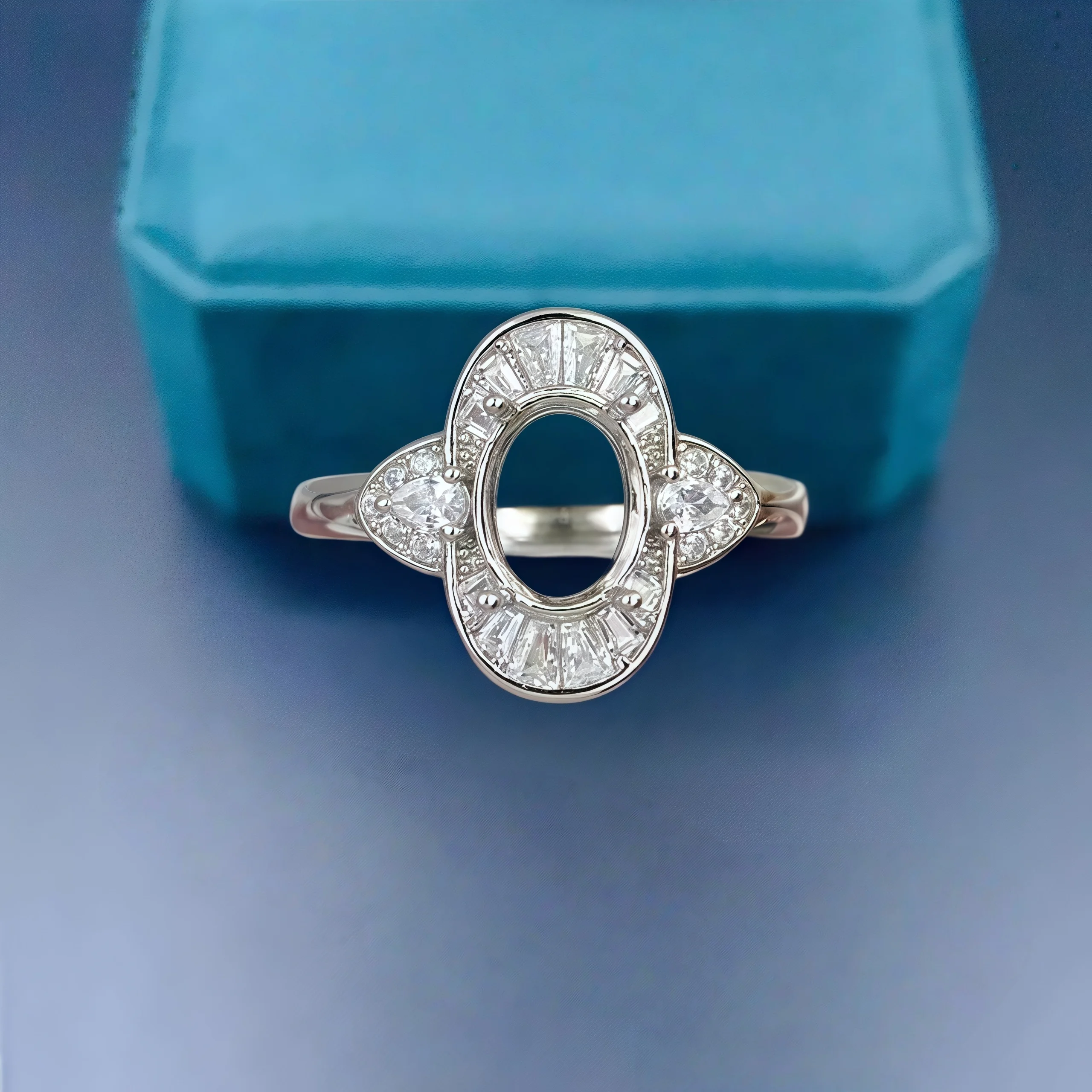 

Fashion DIY Ring Empty Holder S925 Sterling Silver Setting 6*8mm Ellipse Stone Fine Luxury Zircon Jewelry Accessory for Woman