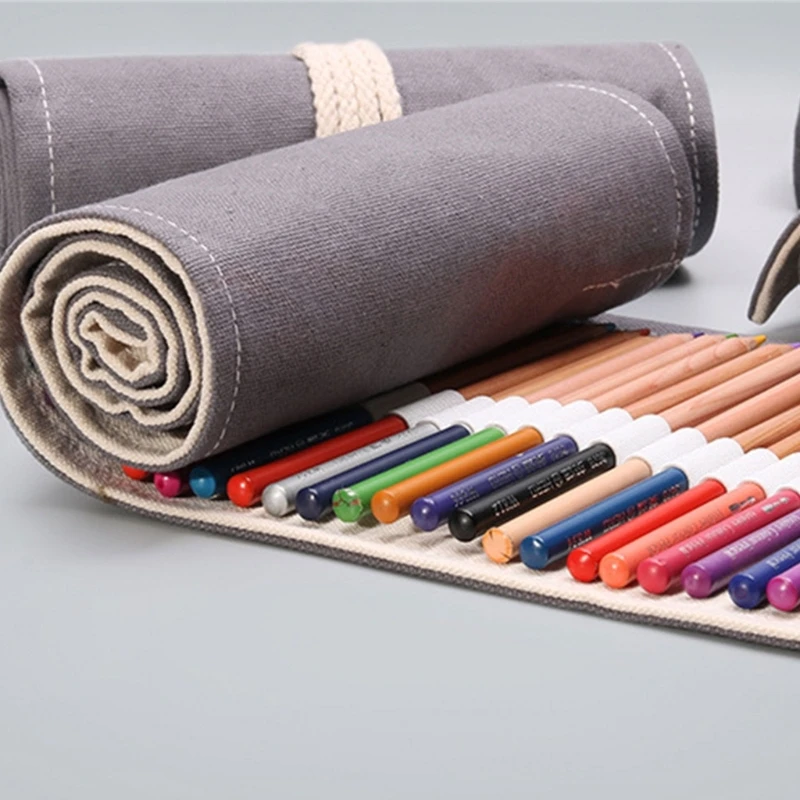 Bleistift Fall Schule Liefert Student Kunst Stift Tasche Beutel Leinwand Stift Wrap Rolle Make-Up Kosmetik Pinsel Stift Lagerung Schreibwaren