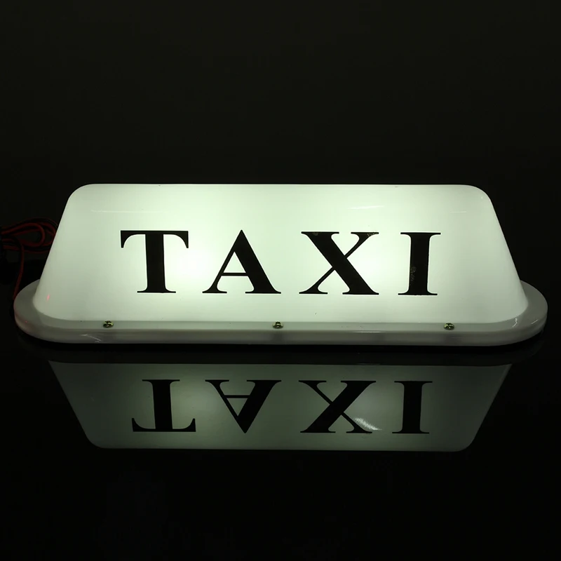 2X White Waterproof Taxi Magnetic Base Roof Top Car Cab LED Sign Light Lamp 12V PVC