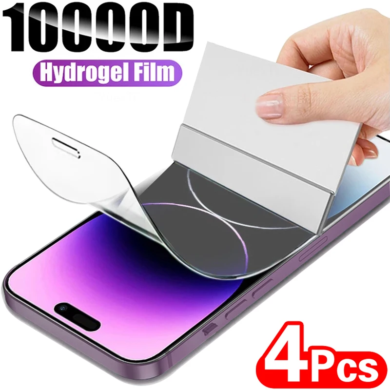 4Pcs Hydrogel Film Full Cover For iPhone 11 12 13 14 Pro Max Screen Protector For iPhone XS Max X XR 14 6 8 7 Plus Not Glass