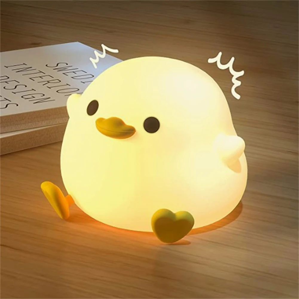 Led Cute Bean Duck Night Light With Touch Sensor Rechargeable Table Lamp Bedside Lamp for Bedroom Living Room Dropship