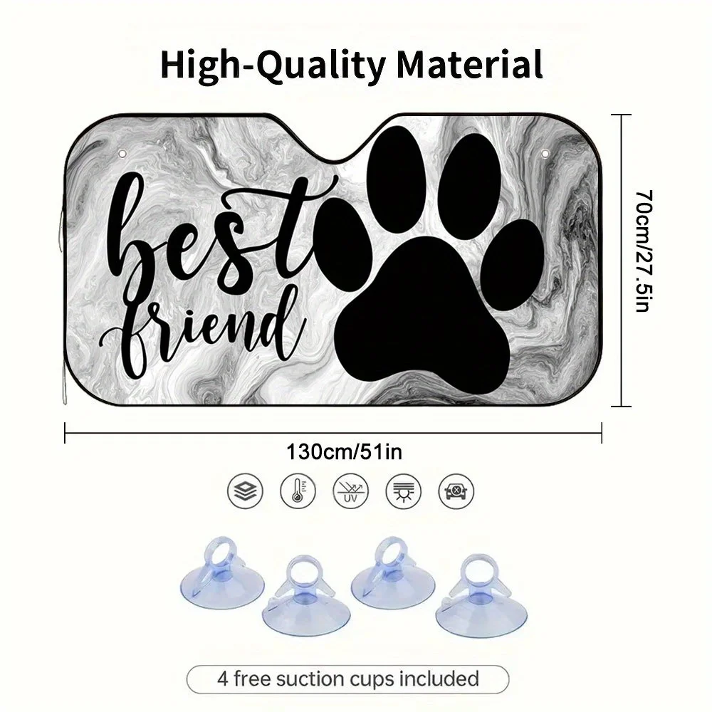 1pc 2D Flat Paw Print Car Sunshade Pets Lovers 
