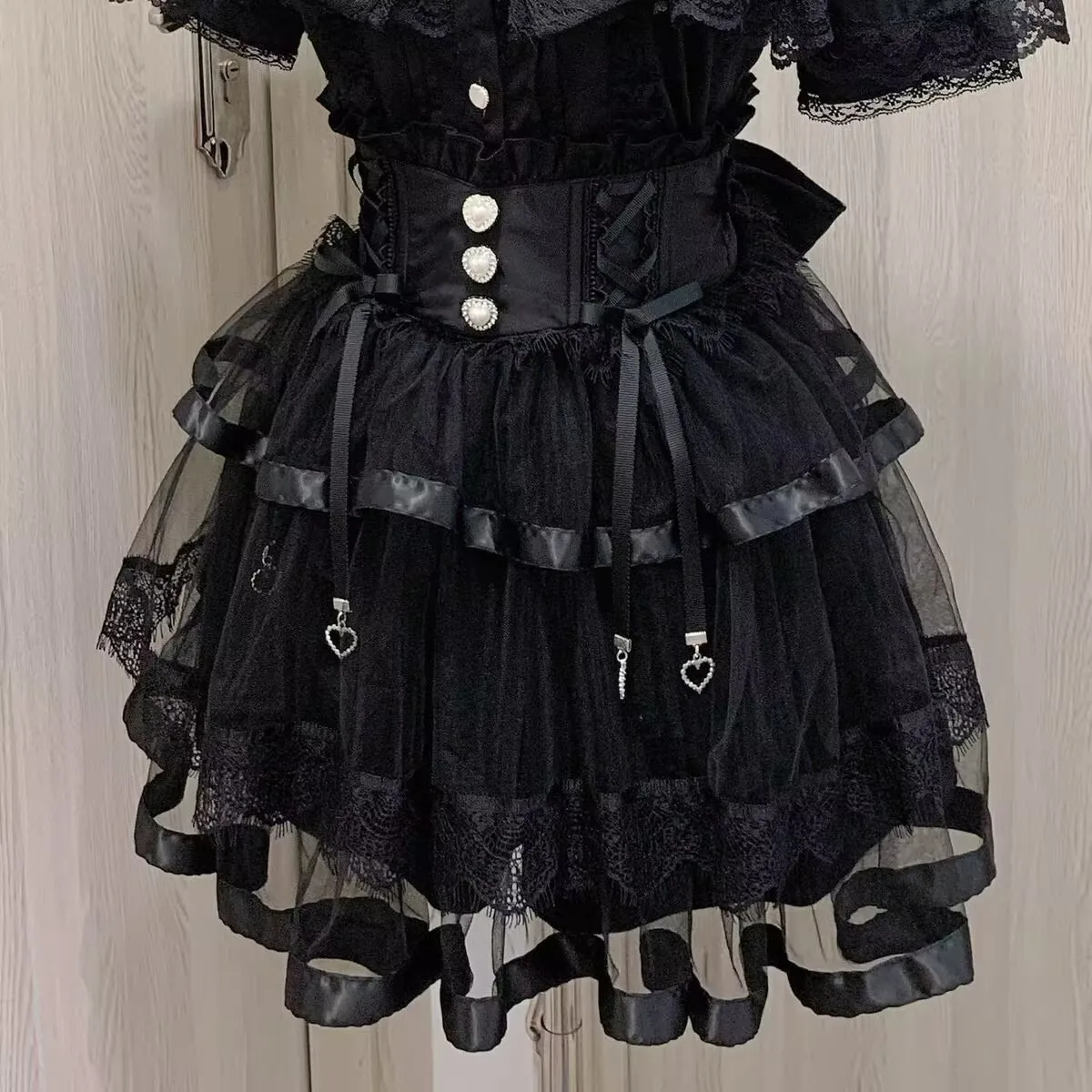 Japanese Gothic Style Rhinestone Lolita Mini Skirt Women Punk Slim Bandage Cake Skirt Kawaii Girls Mesh Y2k Skirts Faldas Mujer