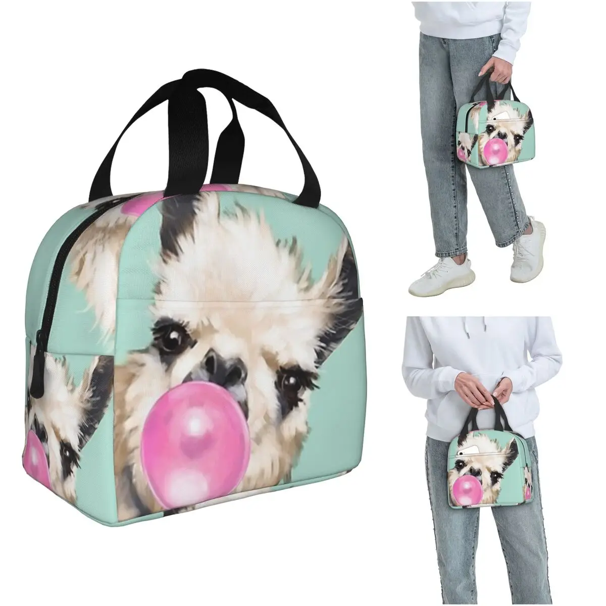 Llama Alpaca Animal Insulated Lunch Bag for Women Kids Leakproof Food Boxes Thermal Lunch Box Tote