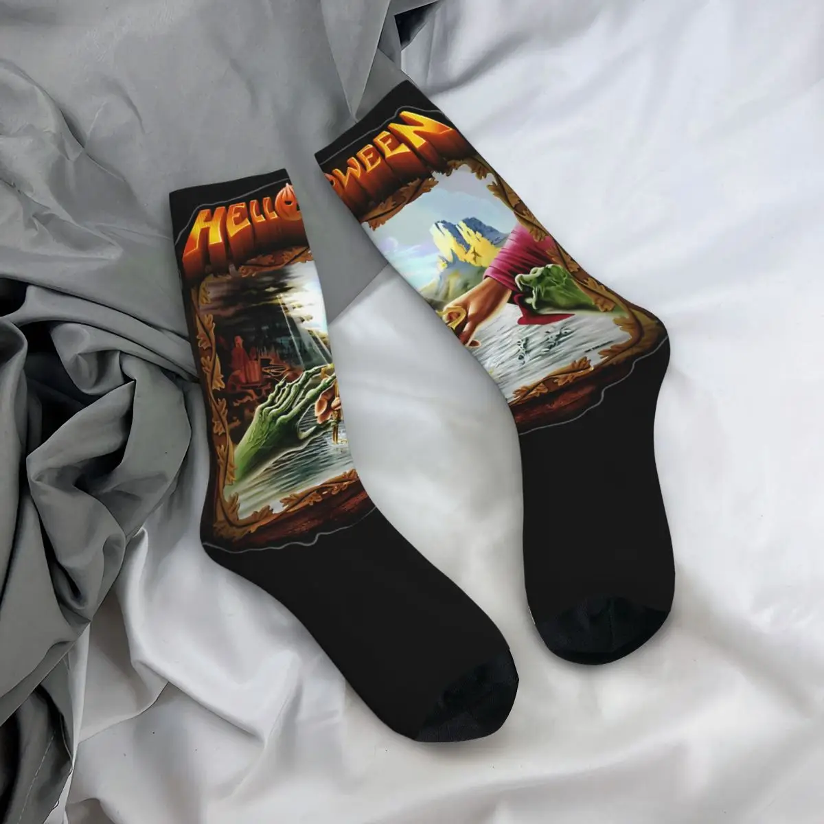 Helloween Is A Power Metal Stockings Men\'s Socks Medium Soft Funny Socks Winter Cycling Non Skid Custom Socks Birthday Present