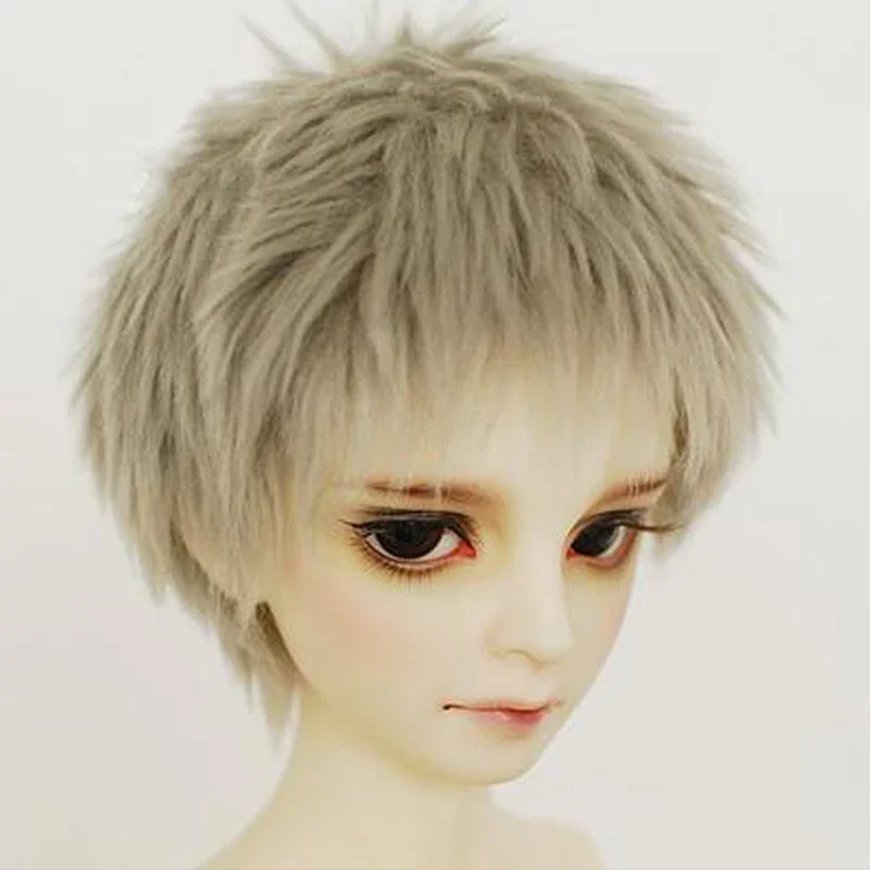 M12 children handmade toy 1/12 1/8 1/6 1/3 1/4 uncle Doll wig BJD/SD doll props Accessories   Silver gray short no.69 hair 1 pcs