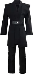 Medieval Adult Kids Black Tunic Robe Knight Fancy Jedi Cosplay Anime Costume Halloween Death Roleplay Wars Outfit Carnival Party