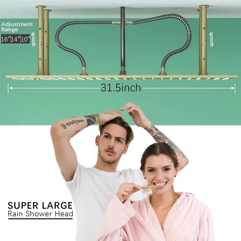 Ceiling concealed 800 * 400mm showerhead embedded constant temperature showerhead set