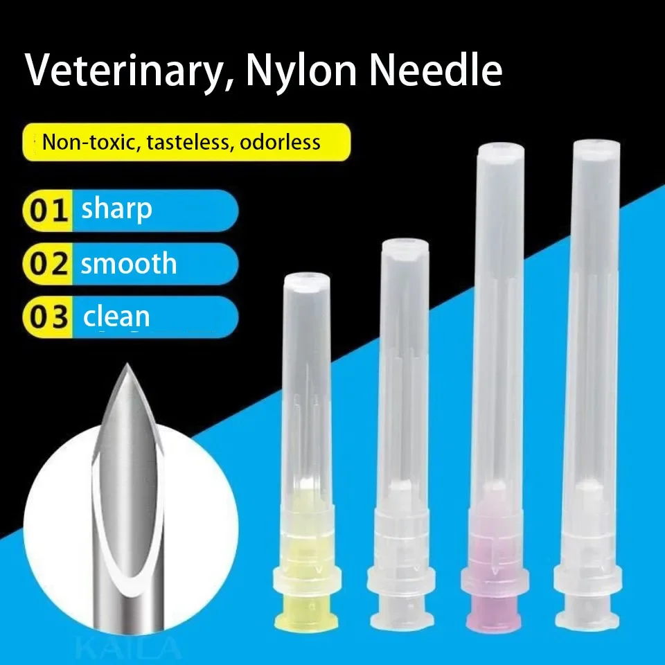 100pcs Disposable Veterinary Injection Syringe Needle with Shell Farm Supplies Dispensing Tools For Pig Cattle Sheep Dog Chicken