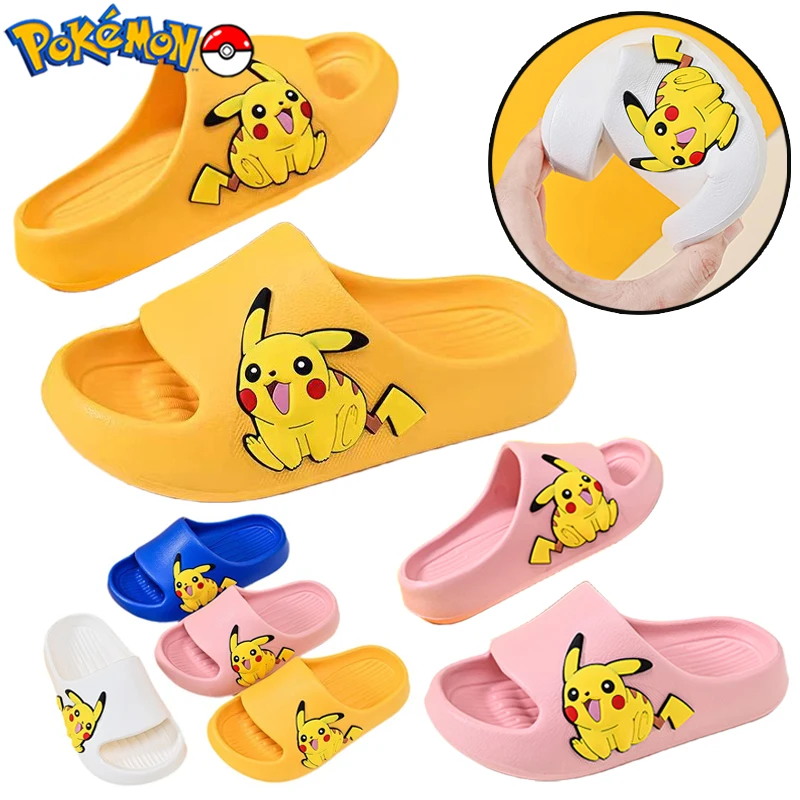 Kawaii Pokemon Pikachu pantofole da bagno per adulti bambini Cartoon Summer Beach pantofole antiscivolo Soft Slipper uomo donna regali