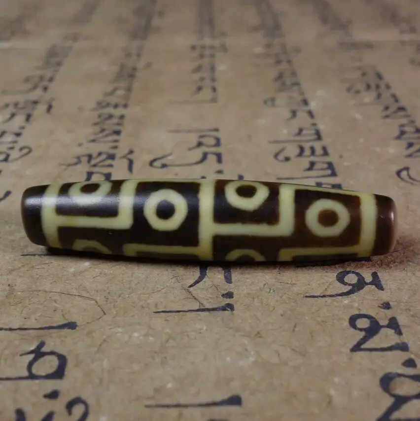 Tibetan DZI Beads Old Agate Yellow Line 12 Eye Totem Amulet Pendant GZI #3959