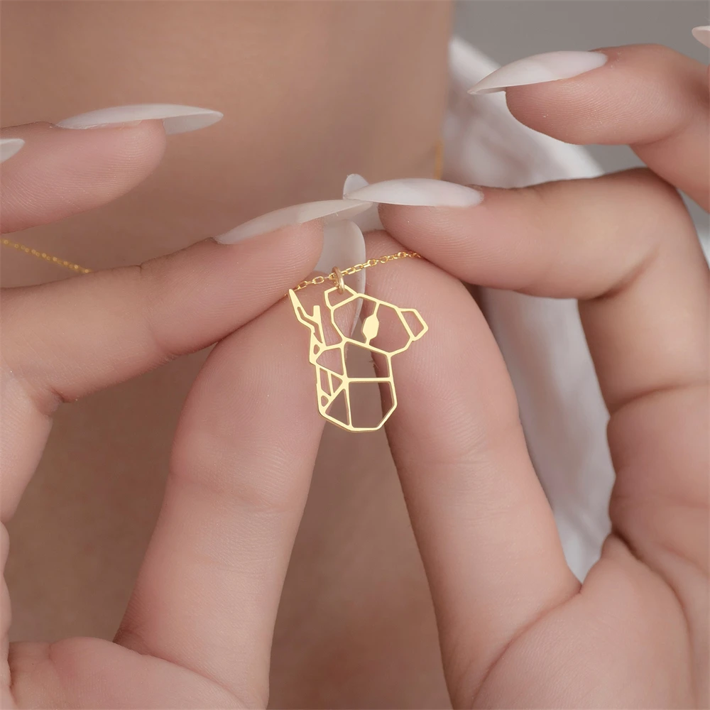 Geometric Animal Pendant Origami Koala Necklace Stainless Steel Bear Necklaces for Women Christmas Gift 18K Gold Plated Jewelry