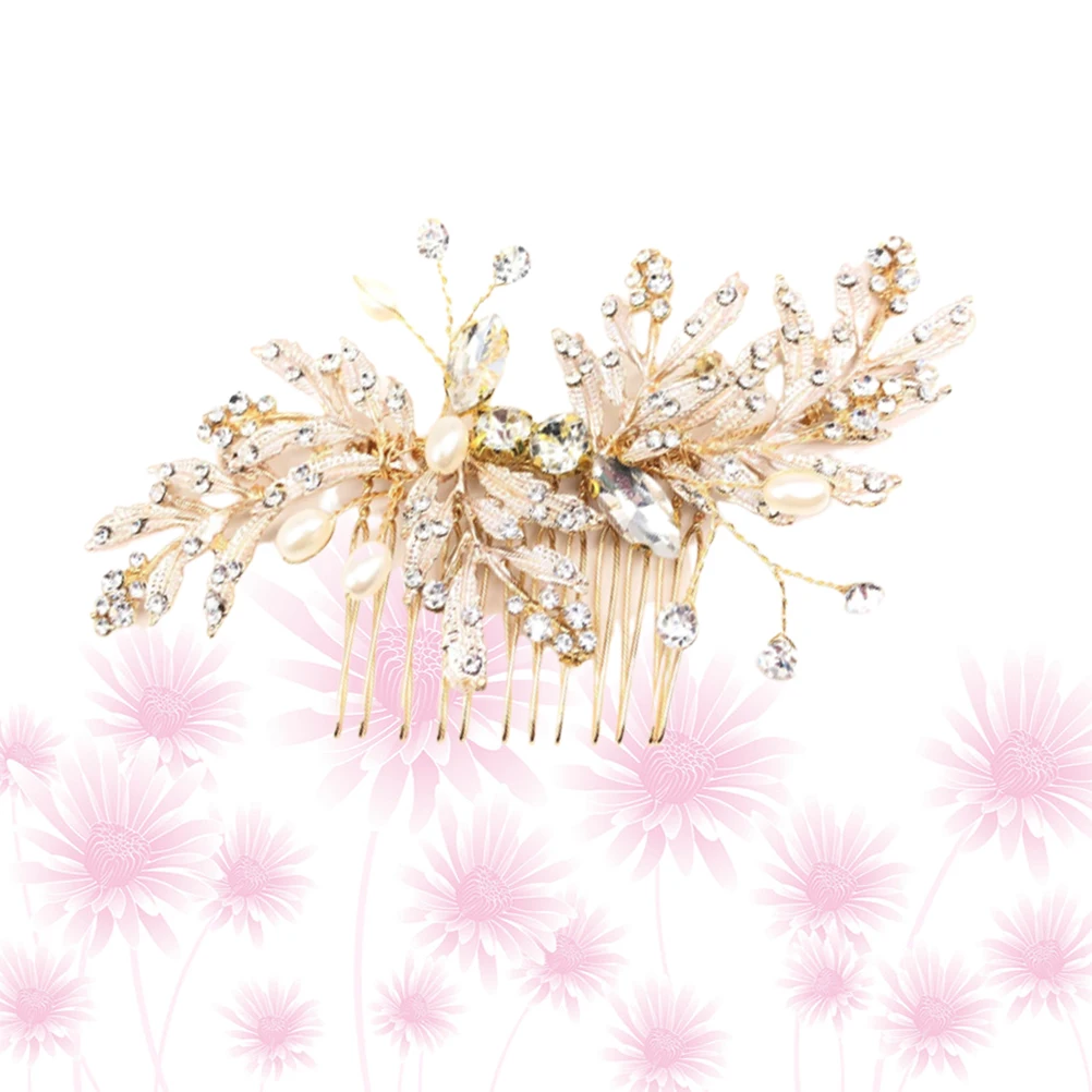 

Elegant Hair Pearl Inlaid Rhinestone Headdress Decorative Bride Decorative Comb Bridal Accessories Prom Party Wedding