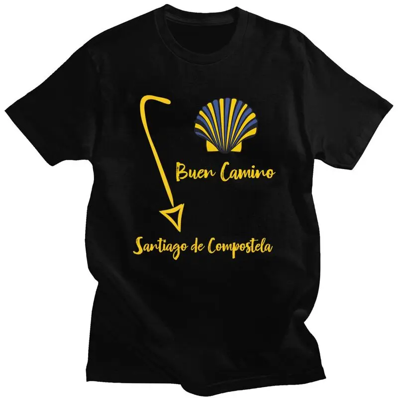 Custom Buen Camino De Santiago Tshirts for Men Short Sleeve Casual T Shirt El Camino Way T-shirt 100% Cotton Tees Gift