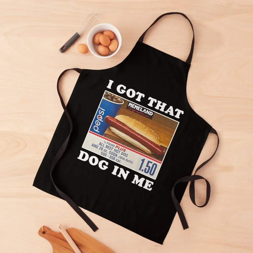 I Got That Hot Dog in Me Funny Meme Apron waterproof for women christmas decoration Chef Accessories Apron