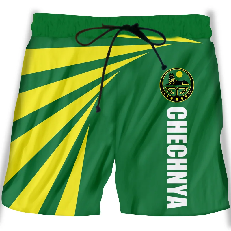 

Chechnya Russian Graphic Beach Shorts Men 3D Printing Board Shorts Swimsuit Summer Bermuda Surf Swim Trunks Cool Kids Ice Shorts