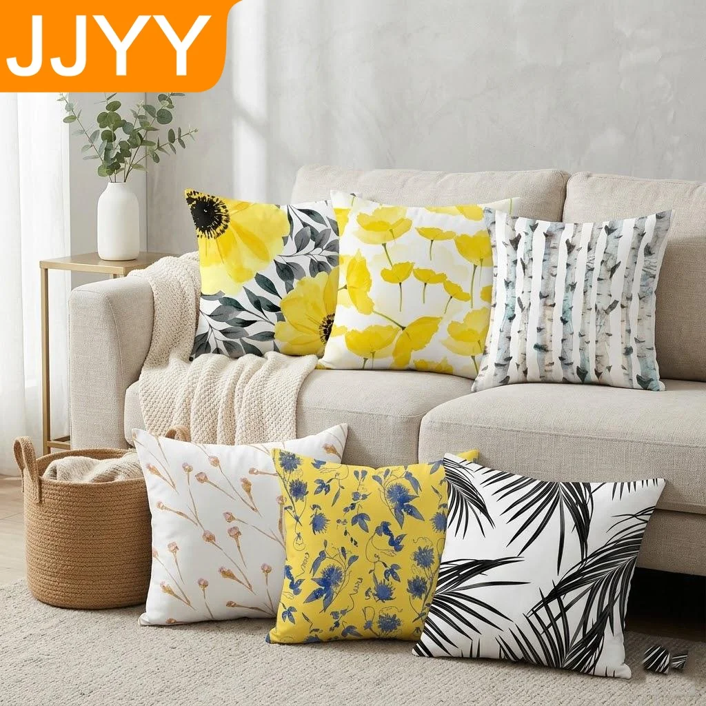 Romantic Decorative Pillow Cover for Sofa Cushion Home Bedroom Car 18x18 Inch Solid Color Cotton Linen Throw Pillowcase