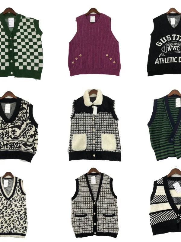 

Vintage Woolen Vest Top Soft Girl Forest System ex Autumn Winter Faionable Versatile Warmth Cartoon Print round Ne