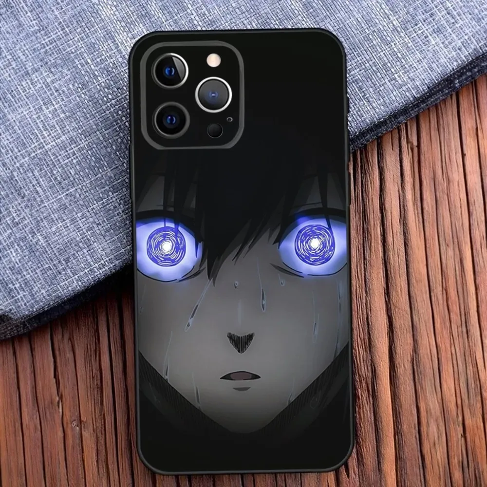 Anime Blue L-Lock Phone Case For iPhone 16,15,14,13,12,11,Pro,X,XS,Max,XR,Plus,Mini Black Soft Silicone Case