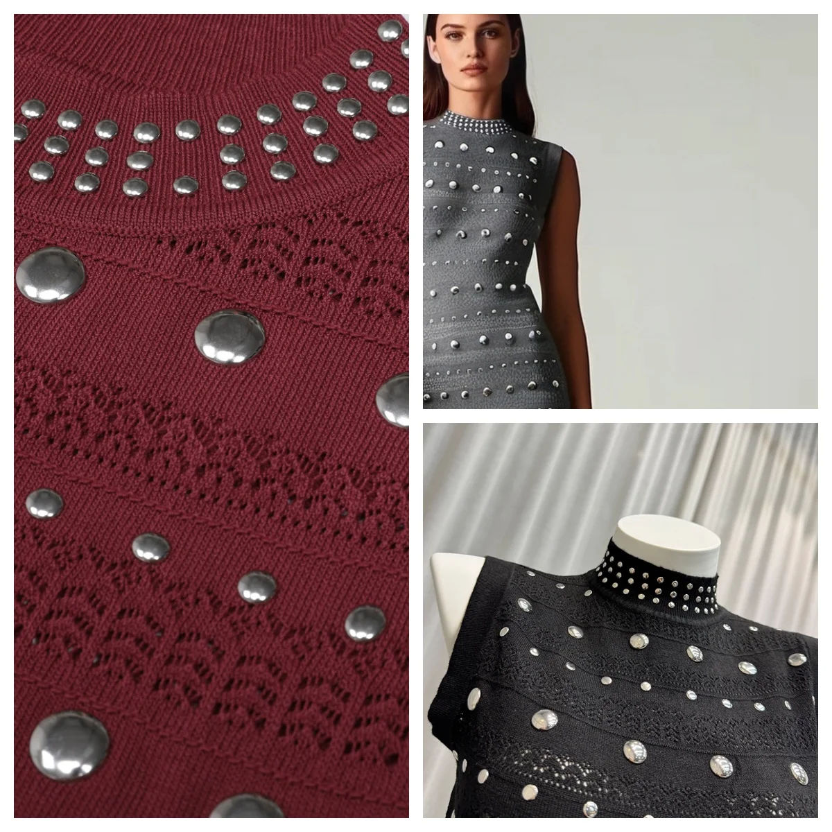 

Asian Size Gray Beaded Hollow Long Dress Women Elegant Slim Celebrity Style Dress 2025 Early Autumn New Temperament Clothing