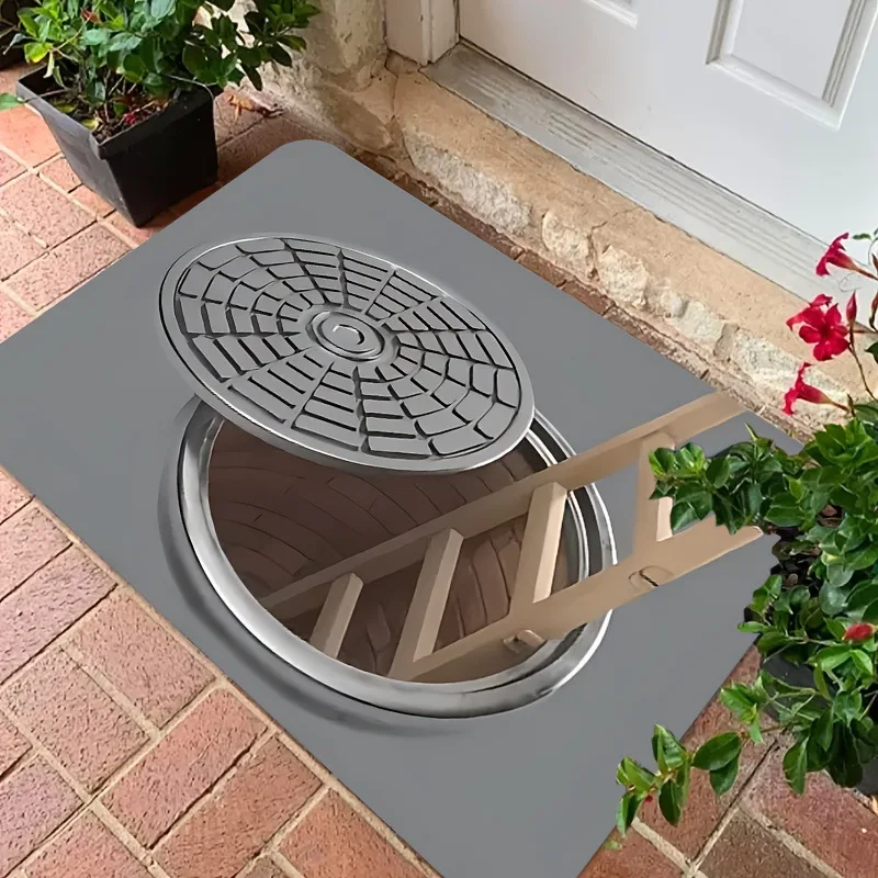 3D Optical Illusion Stone Vortex Non-slip Washable Doormat for Entryway Home Decor