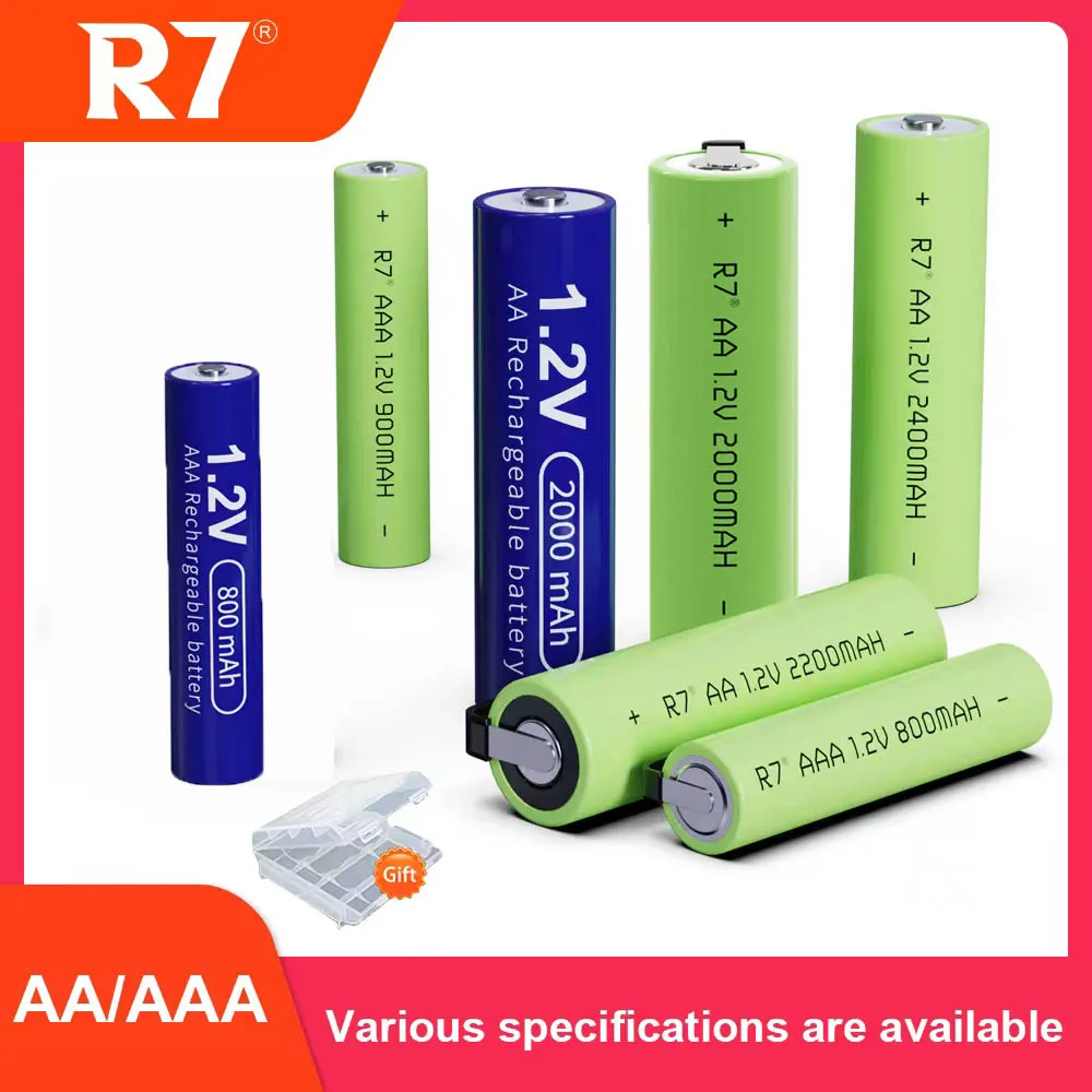 R7 Brand 4pcs 1.2V NiMh AA rechargeable battery AA batteries Rechargeable, aa / aaa battery with welding tabs