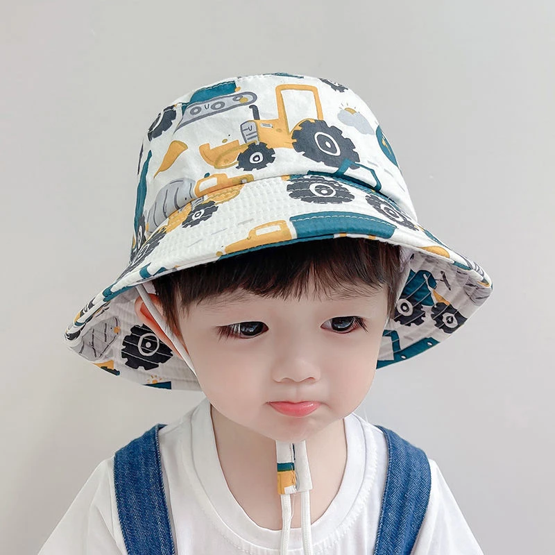 Kids Fisherman\'s Hat Baby Boy and Girl\'s Wide Brim Sun Hats Children Fahsion Cartoon Bucket Hats Cute Kids Sunscreen Caps