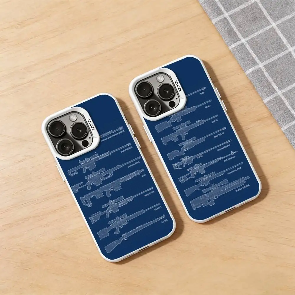 

AS50 AWM Sniper Rifle Phone Case for iPhone 17 16 Pro Plus X XS Max Air Mini 15 14 Soft Shockproof Cover