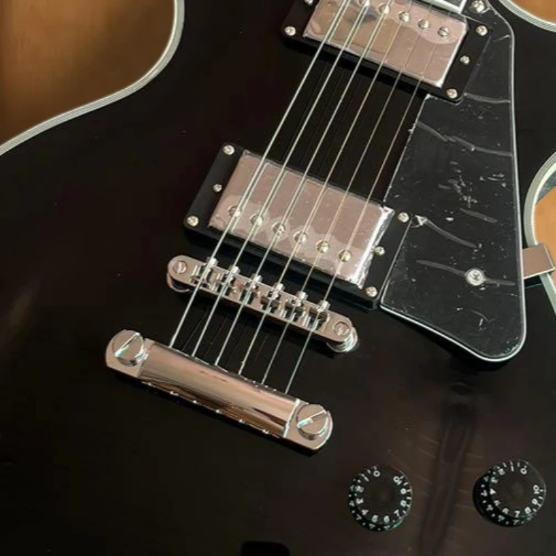 LPO Silver Label Double White Border Bright Black Gold Electric Guitar Accessories HH Pickup Solid Wood Body Free Shipping