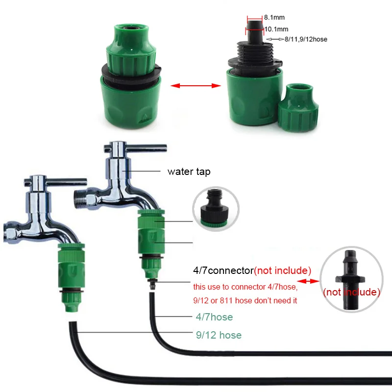 4/7mm 8/11mm 4/7 Hose Garden Water Hose ConnectorCoupling Quick Adapter Diy Drip Irrigation Automatic Plant Watering System