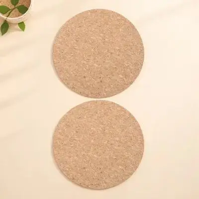 

2pcs Natural Cork Round Mouse Pad Dual-Sided Wear-Resistant For Gaming Office Home School Use Cork Mouse Mat Double-Sided