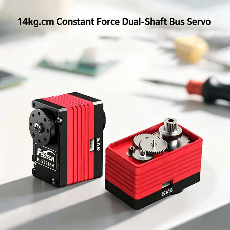 Full Aluminum Shell 14kg.cm Dual‑Shaft 360° TTL Constant‑Force Servo, All Steel Gears for Robotic Arm HL3915