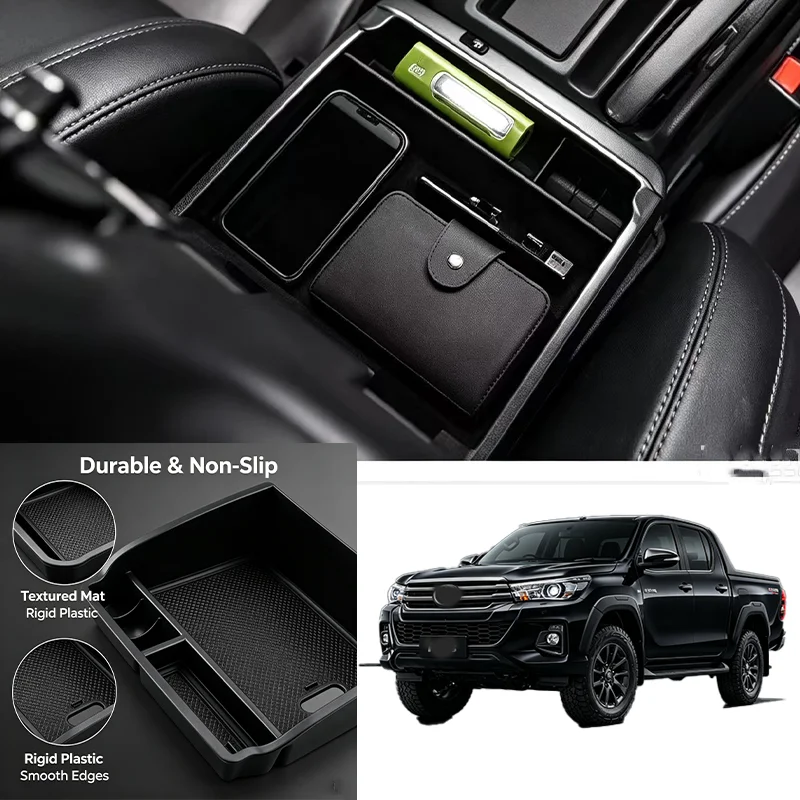 For Toyota Hilux 2023 2022 2021 2020 2019-2015 Car Armrest Storage Box Center Console Organizer Container Coin Tray Accessories