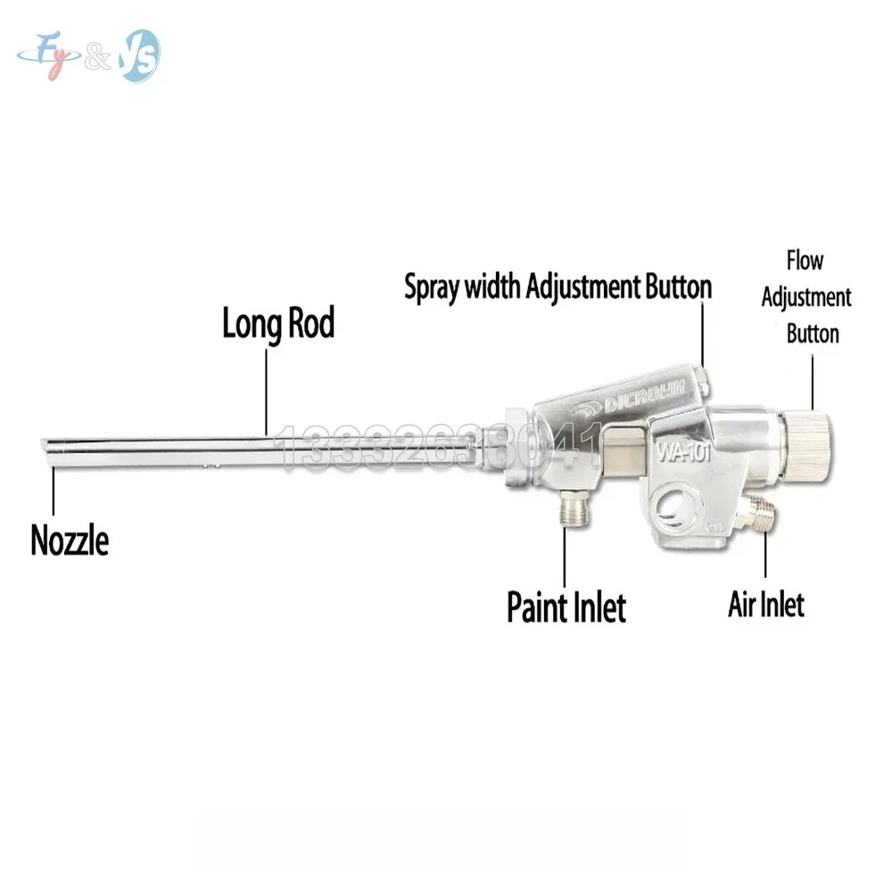 Automatic Air Spray Gun with Extension Rod WA-101 Internal Coating Spray Gun Mini Professional Auto Power Tools Air Painting Gun