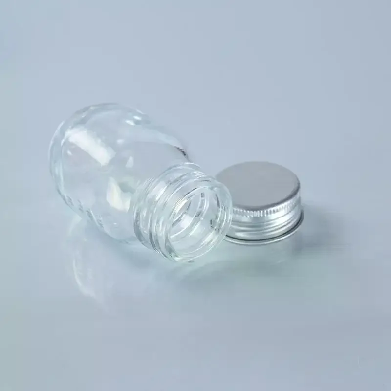 1Pc 30ml Kleine Glazen Fles Met Deksel Geneeskundefles Lekvrije Poeder Capsule Fles Hervulbare Glazen Fles