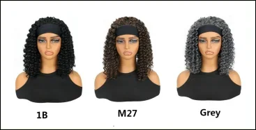 Curly Headband Wigs Synthetic Short Deep Wave Headband Wig Deep Curly Headband Wig Natural Black for Women