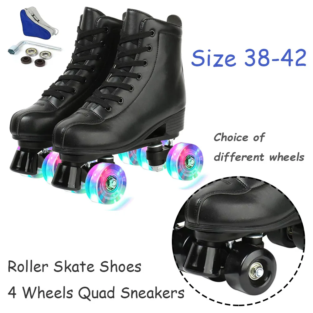 

Roller Skate Shoes 4 Wheels Quad Sneakers Pu Leather Outdoor Skating Sport Beginner Men And Women Roller Skating Shoes