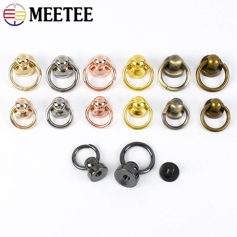 

10/20pcs Meetee 8/10mm O Rings Metal Studs Rivets Nail Screwback Round Head Spikes Leather Craft Phone Case Decor Accessories