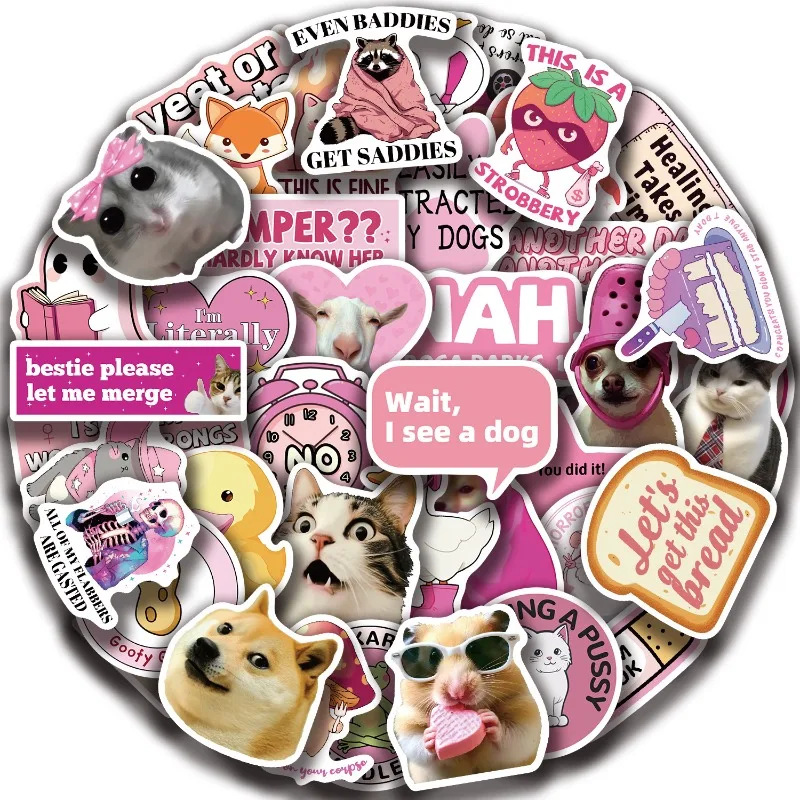 50pcs personalidade dos desenhos animados rosa criativo graffiti adesivos decorativos