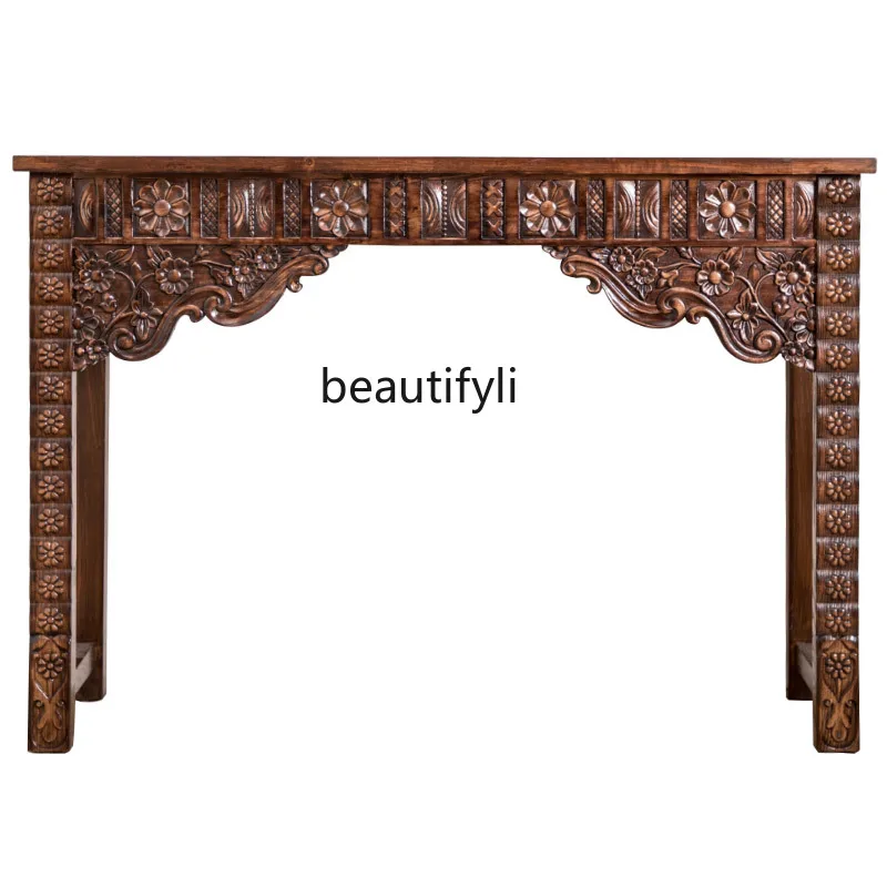 

Thai Solid Wood Hand Carved Console Tables a Long Narrow Table Club Altar Altar Southeast Asian Style Elm Furniture