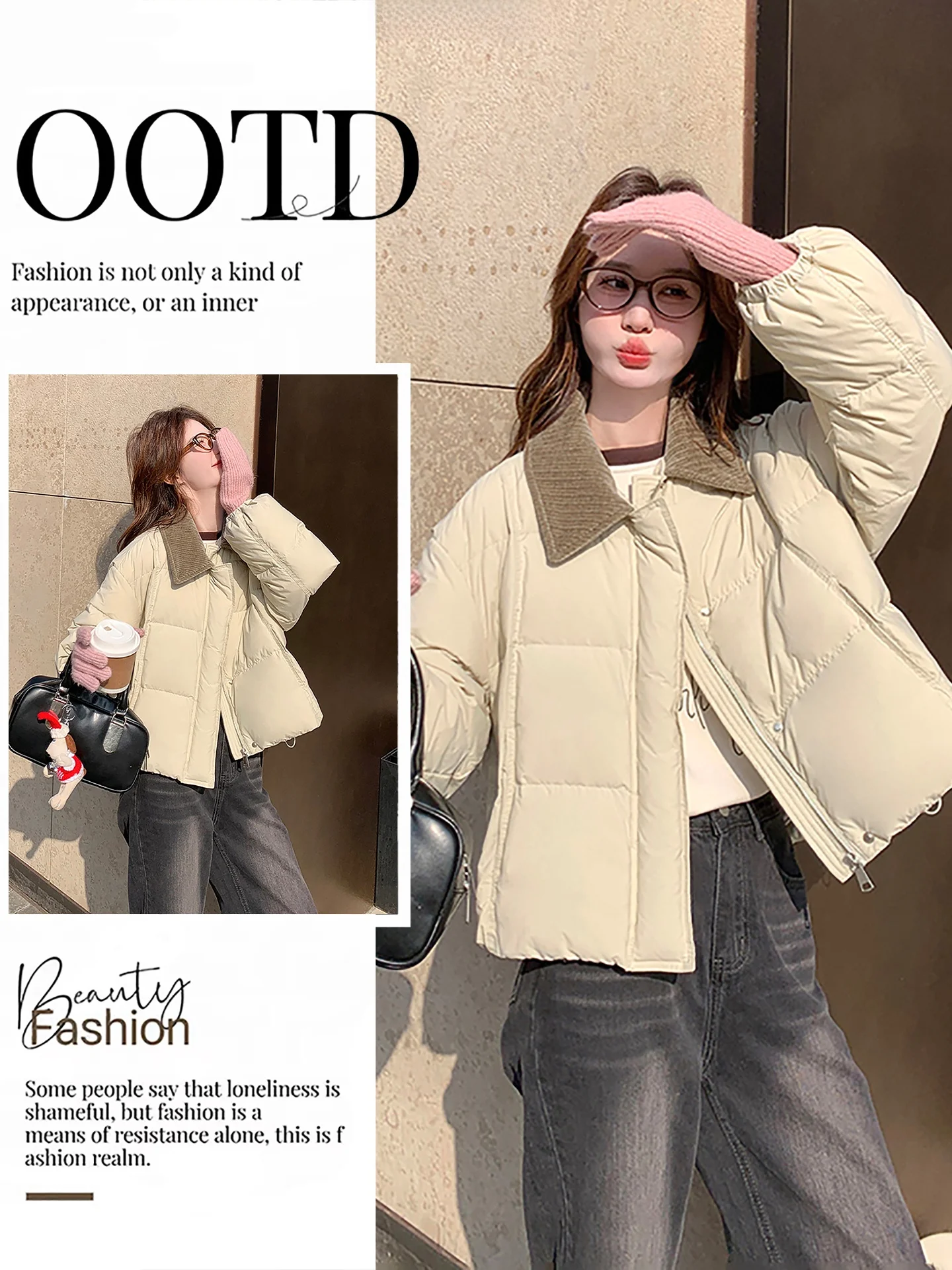 

Korean Sle Women's Corduroy Parka Coat Collared Bread Sle Jaet Warmth And Slimming Winter New Arrival Versatile Outerwear